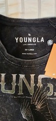 YoungLA 4116 Floral Skull Tee Men’s Medium Black Mineral Wash Skeleton Crow NWT