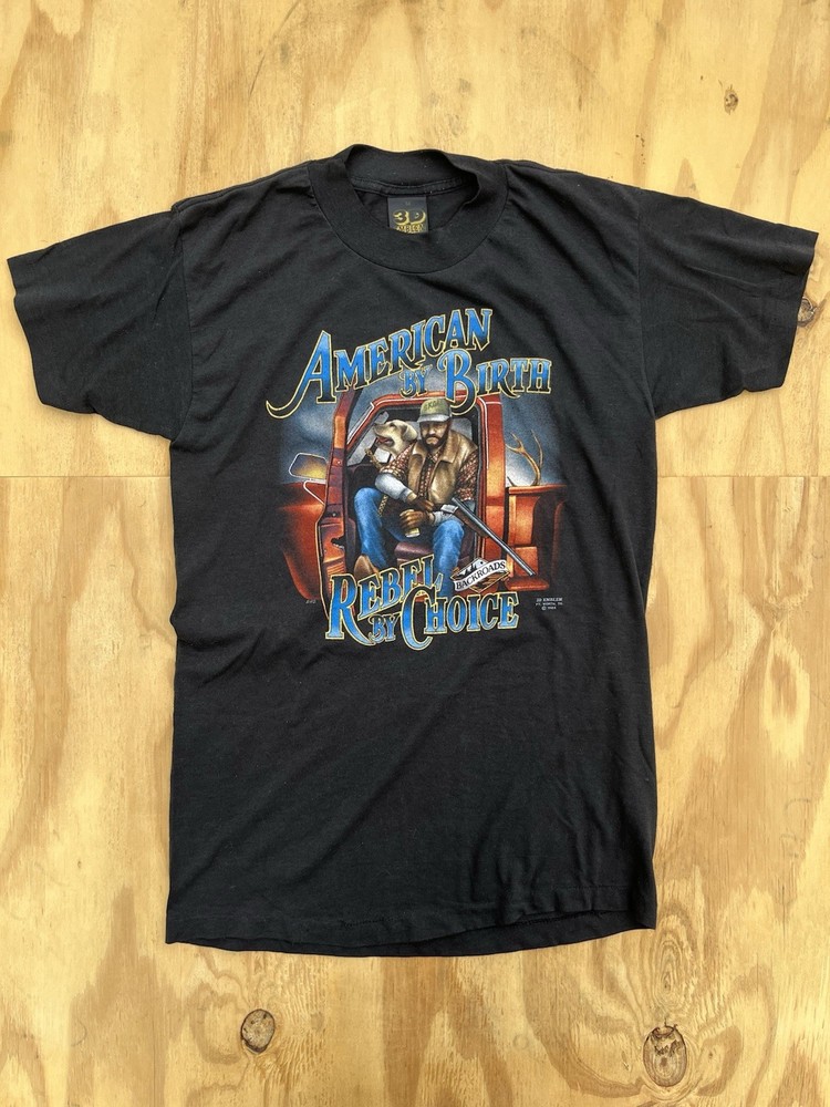 Rare Vintage 80s 3d Emblem Motorcycle Trucker Black T Shirt 1988 Rebel Harley M