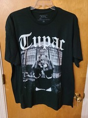 Tupac Shakur On 2PAC label, Black, Graphic Print Tee Shirt 100% Cotton XXL, NEW