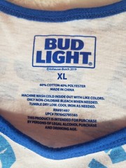 Bud Light Beer White Blue AOP Muscle Tank Top Shirt Chest Pocket Mens XL NWOT