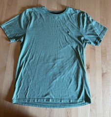 Volcom T Shirt Mens Medium Green White Striped Short Sleeve Tee Stretch