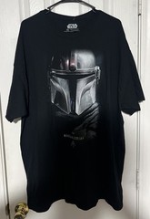 Star Wars Mandalorian Bounty Hunter Helmet Logo Tee Black T-Shirt Men’s 2XL