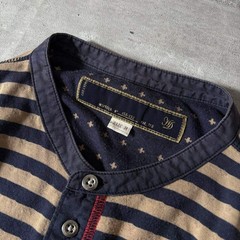 Diesel 00s Striped Henry Neck T-Shirt Short Sleeve Grunge Japan