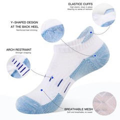 6 Pairs Ankle Socks For Women Athletic Cushioned Running Low Cut Socks PC