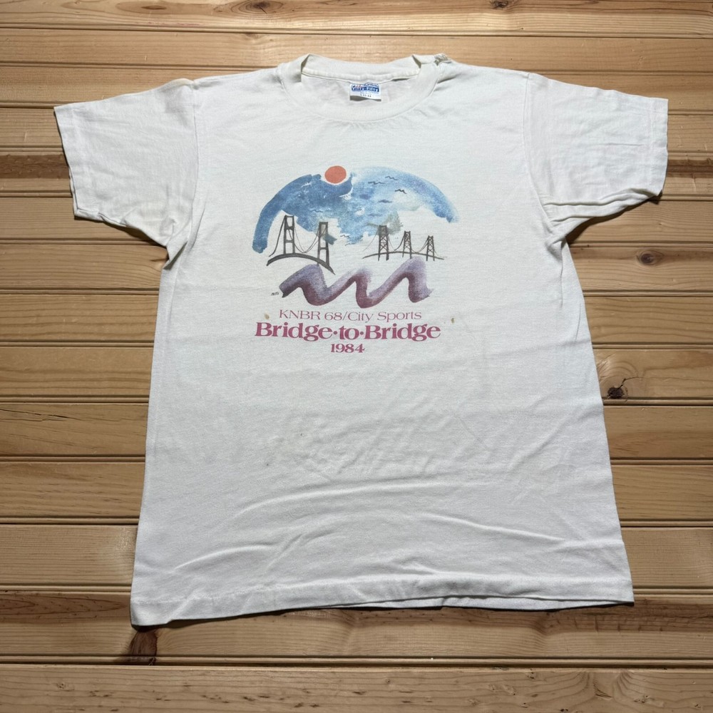 Vintage 80s 1984 Bridge To Bridge KNBR 65 City Sports Shirt Size Large