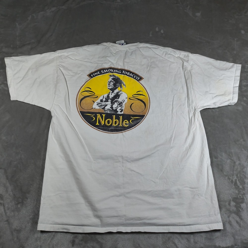 Vintage Noble Fine Smoking Tobacco Shirt Mens XL White Short Sleeve Mohawk 90s