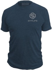 GYM LIFE® ICON Mens Athletic T-Shirt Workout Exercise Fitness Shirts, Navy Blue