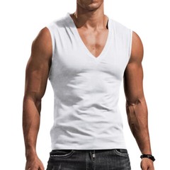 Mens Casual Camisole Sleeveless T-Shirt Solid Color V-Neck Vest Muscle Tank Tops
