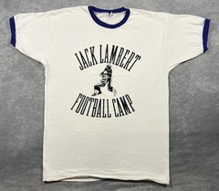 Jack Lambert Football Camp Men’s White Ringer T-Shirt Size L Vintage 70s 80s