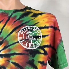 VTG 90s Orange Beach Alabama Vacation Tee Tie-Dye All Over Print T-shirt Rasta L