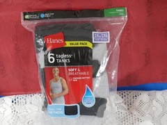 NIP MEN’S HANES VALUE PACK 6 TAGLESS TANKS SZ 2XL GRAY AND BLACK SOFT/BREATHABLE