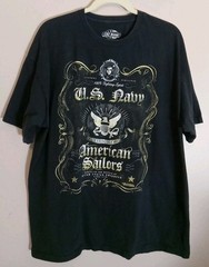 7.62 Design Men Black Print U.S Navy Hardcore American Sailors Tshirt Size Xl