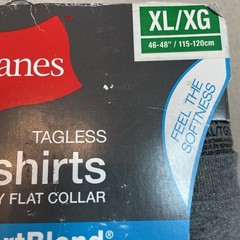 XL Hanes T-Shirts 3 Pack Comfort Blend Tagless Lay Flat Collar White Gray Black
