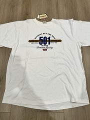 NWT VTG 90s LEVIS 501 Promo Genuine USA Made Jeans White Tee T-Shirt Mens Large