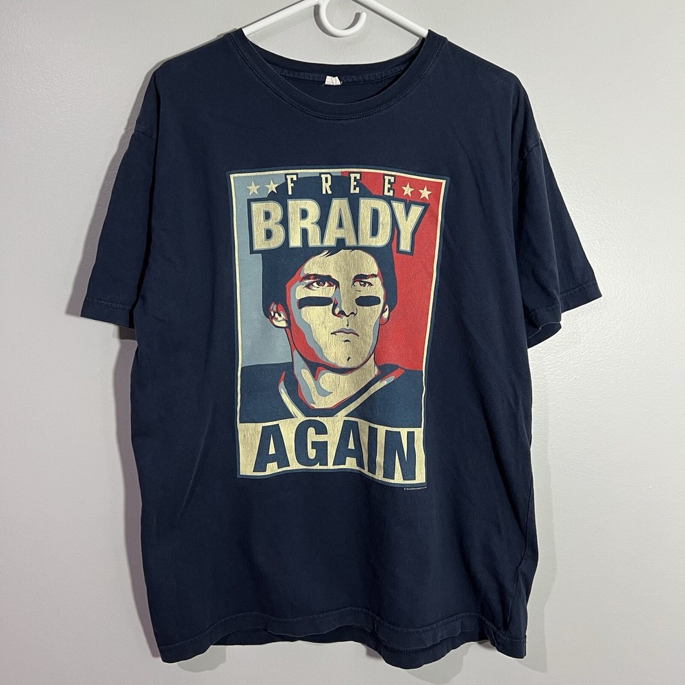 Free Tom Brady Again Football Blue Red White Short Sleeve T-Shirt Mens Large
