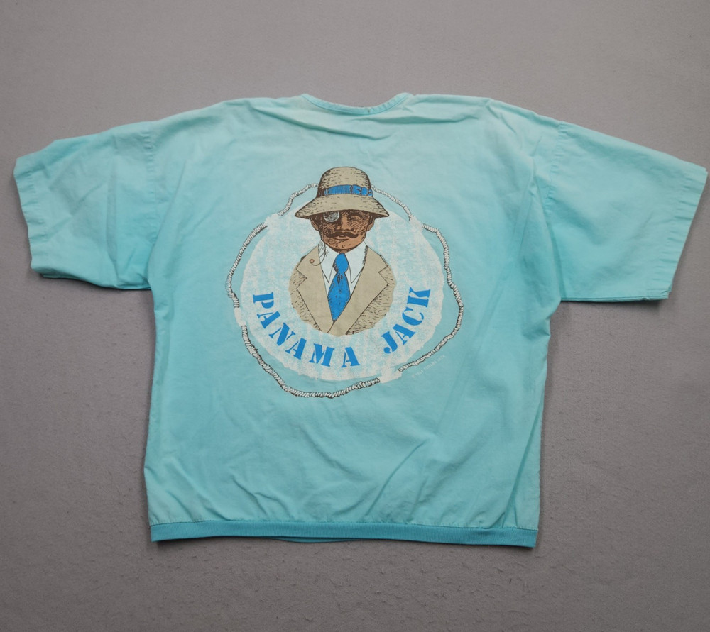 Vintage 80s Panama Jack Shirt Mens Large Blue Single Stitched Made in USA Tee