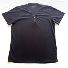 Cotton On Garments Henley Tee T Shirt Mens L Black V‑Neck Buttons Front Soft