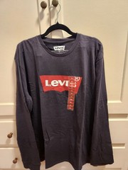 Levi’s Men’s Black Long Sleeve Graphic Logo Crew Neck T-Shirt XL 3LGLK2247B