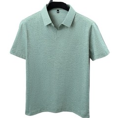 Short Sleeve V Neck Lapel T-Shirt for Men Breathable Business Casual Top