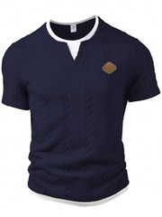 Men’s Mock Neck Short Sleeve T-Shirt Slim Fit Casual Textured Summer Cotton Top