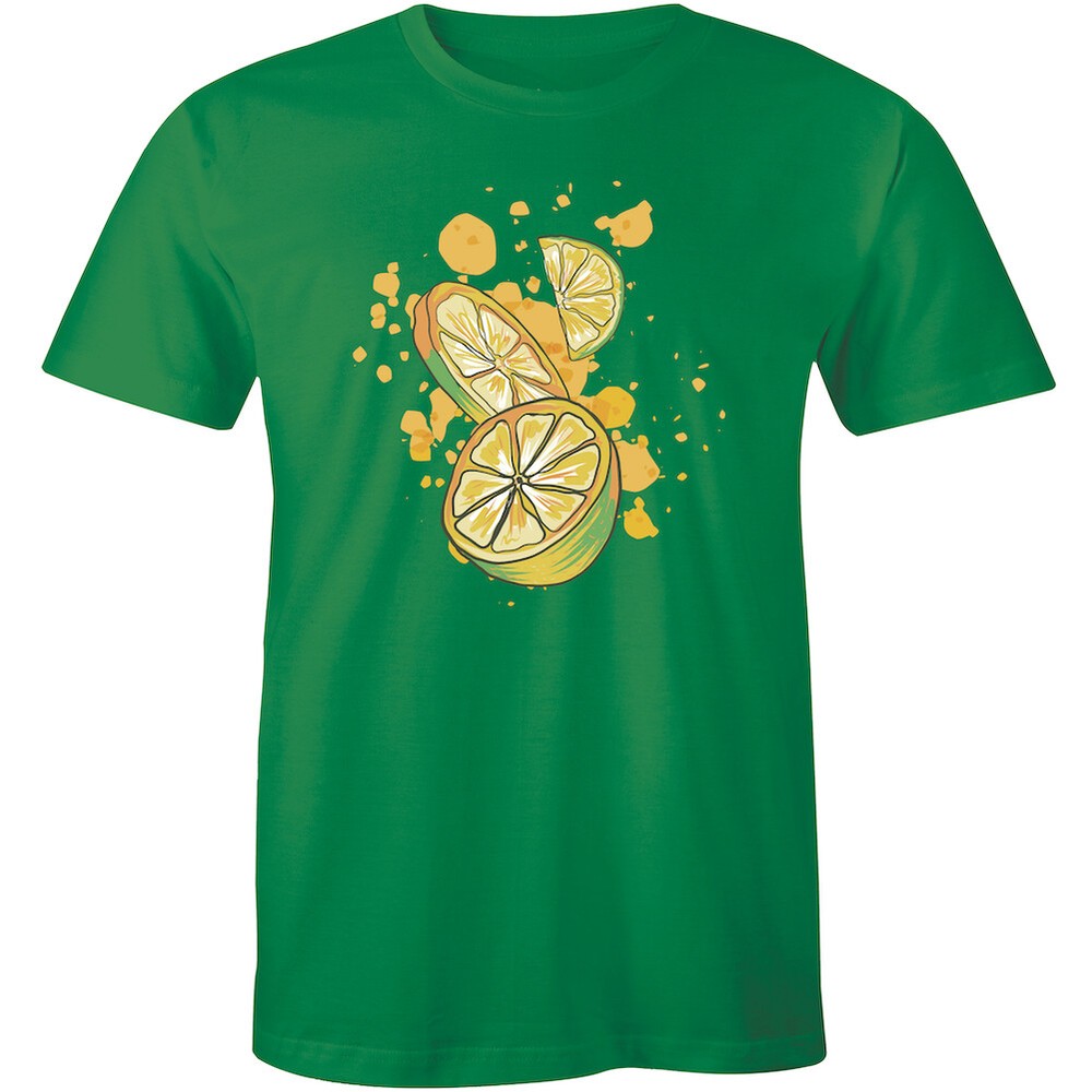 3D Lemon Calamansi Pieces Print Men’s Crew Neck T-shirt Citrus Fruit Juice Tee