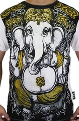 WEED Ganesha Ringer T-Shirt Men Ganesh Ganapati Hindu Gods Hippie Vintage WE08