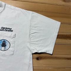 Vintage 90s Coastal Lighthouses Charleston South Carolina Pocket Shirt USA Large