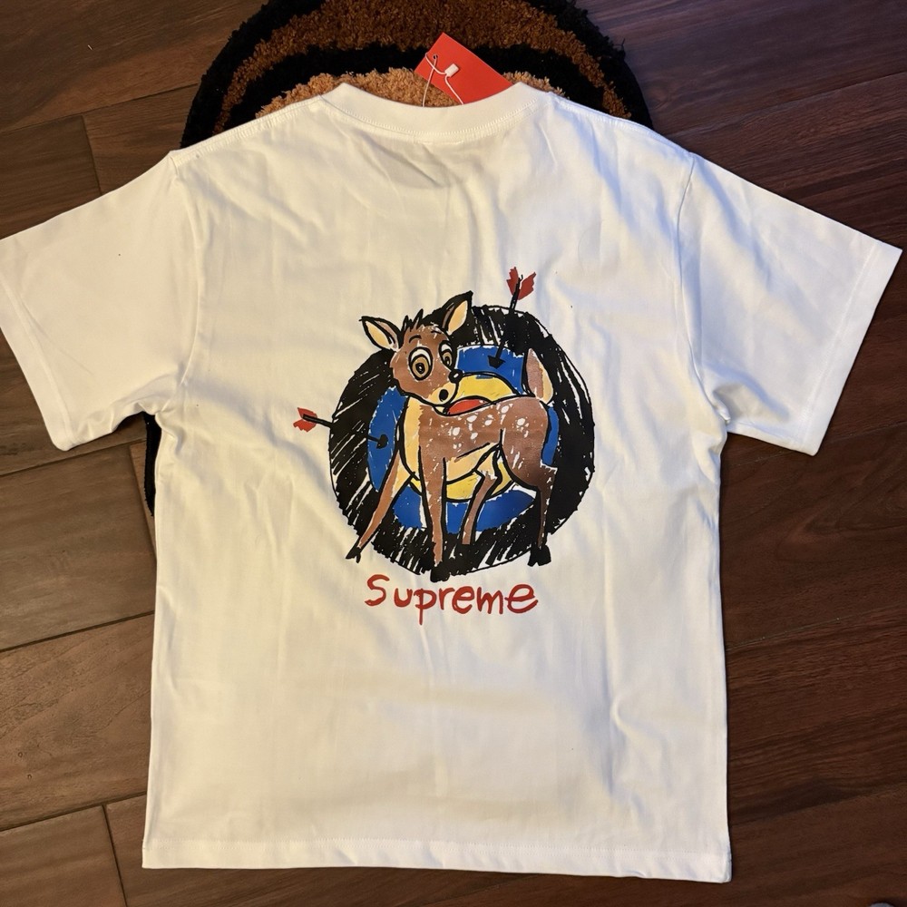 Supreme Men’s Deer Tee SS22 White Crew Neck T-Shirt Size S