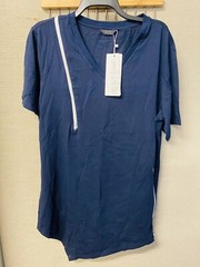 Men’s Coofandy Short Sleeve V-Neck Zipper T-Shirt Navy Blue XL