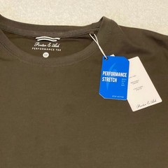 Porter & Ash Mens Performance Tee Olive Green Short Sleeve Stretch Shirt Size M