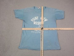 True Vintage Ozarks Shirt Mens Large Blue Lake Point View Resort 50s 60s Cotton