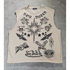 Von Dutch Originals Von Dutch Graphic Sleeveless Tank Top Large Y2K Tattoo Goth