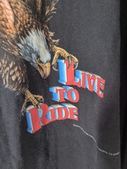 VTG 1993 3D Emblem Live To Ride Bird Tshirt Size 2XL