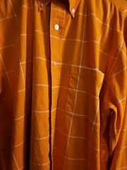 Mens Ivey Crew Light Orange With White Stripe Long Sleeve Button Up Size M