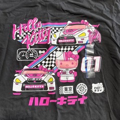 Hello Kitty Racing Car Tokyo Speed Graphic T-shirt Men Large Black Short Sleeve