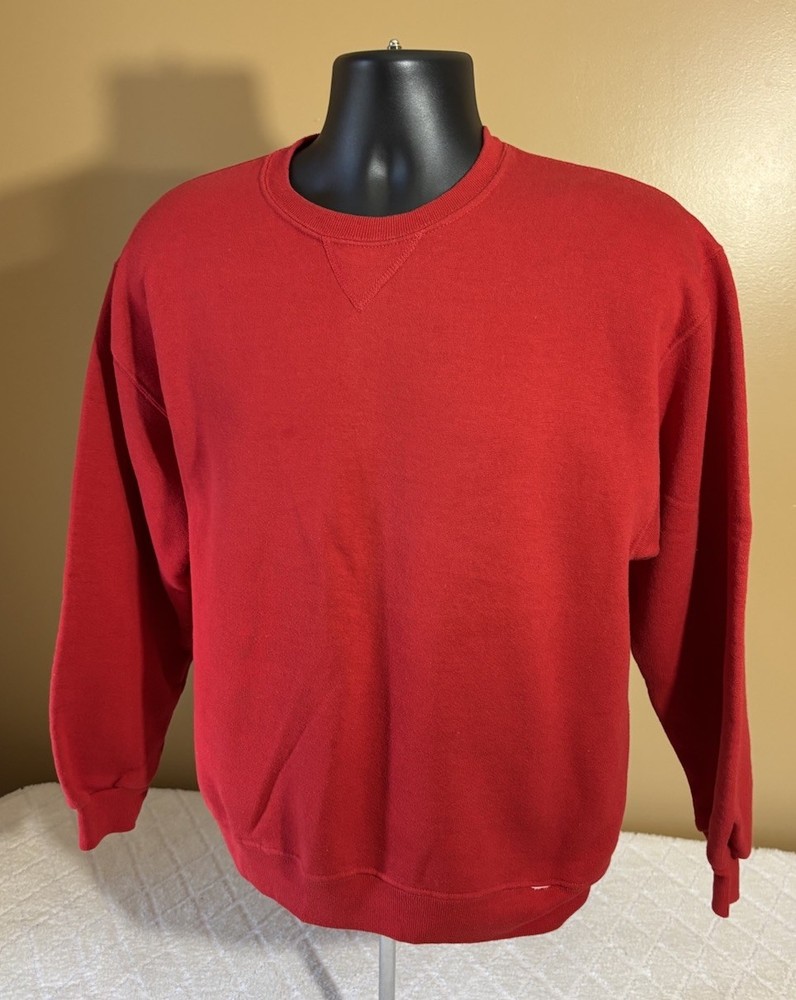 Vintage Russell Athletic 90s Blank Red Pullover Sweatshirt Unisex Size M