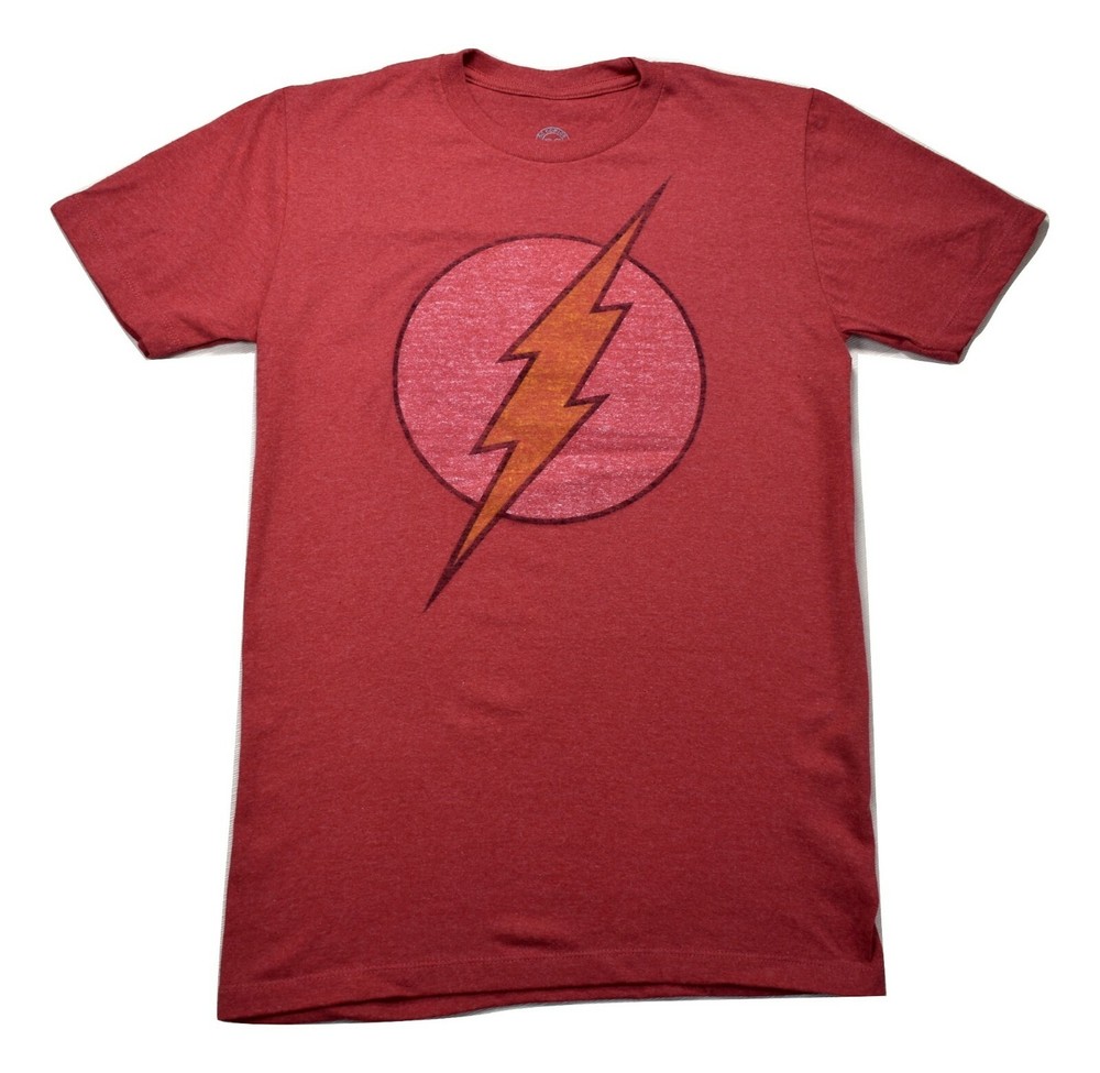 DC Comics Mens Flash Logo Red Heather Tee Shirt New S, M, L, XL