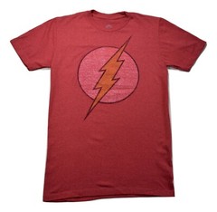 DC Comics Mens Flash Logo Red Heather Tee Shirt New S, M, L, XL
