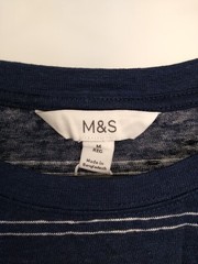 M&S 3Pcs Men’s Crew Neck Linen Modal T-shirts Size M Navy Stripe & Grey NEW