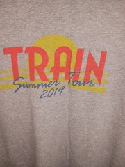 2019 TRAIN T SHIRT Med SUMMER CONCERT TOUR ROCK BAND CITIES DATES LOGO 2-SIDED