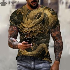 Men’s Dragon T-shirt Fashion 3d Printed Animal Pattern Short Sleeved Tops