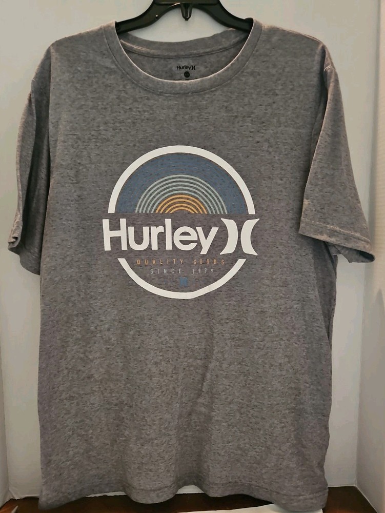 Hurley Men’s Gray Graphic Logo Crew Neck Knit Short Sleeve T-Shirt XL
