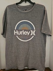 Hurley Men’s Gray Graphic Logo Crew Neck Knit Short Sleeve T-Shirt XL