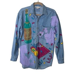 Marguerita Shirt Womens Vintage Size Small Hand Painted Martine Theme Retro