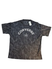 Converse Mesh Vented Jersey Shirt Mens Black Palm Print Athletic Tee NWT L
