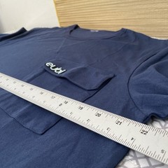 Eubi Shirt Men’s Large Single Pocket Tee Navy Blue T-Shirt Cotton Round Neck