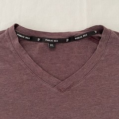 Public Rec Go-To Tee V-Neck XL Maroon Heather Pima Cotton Tencel Stretch