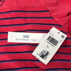 SOL ANGELES SHIRT MENS XL CAPRI STRIPE YOLK CREW POM COASTAL COTTON BLEND SURFER