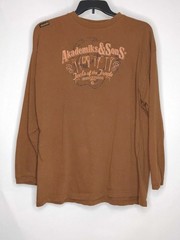 Akademiks Mens T-Shirt Long Sleeve Solid Graphic Size XL Pre-Owned Brown Stains