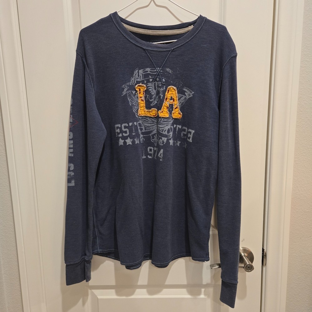 Arizona Jean Company Y2K Graphic Thermal Shirt, Navy, Size XL
